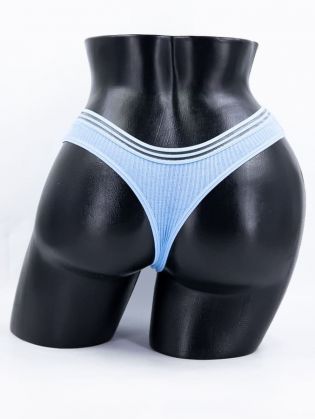 Стринги в рубчик с прозрачным поясом - фото 3