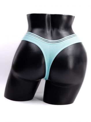 Стринги в рубчик с прозрачным поясом - фото 3