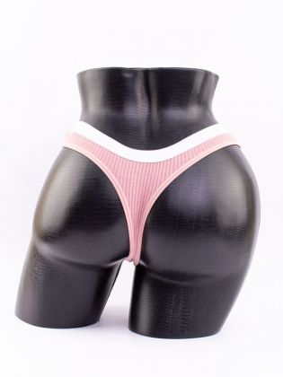 Стринги в рубчик с белым поясом - фото 3