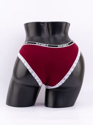 Слипы с кружевной окантовкой и эластичным поясом с надписью "sport" - фото 3