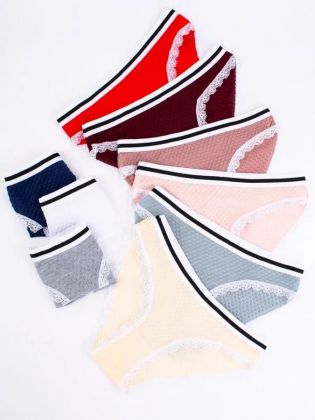 Слипы вафельные с эластичным поясом и кружевной окантовкой  - фото 2