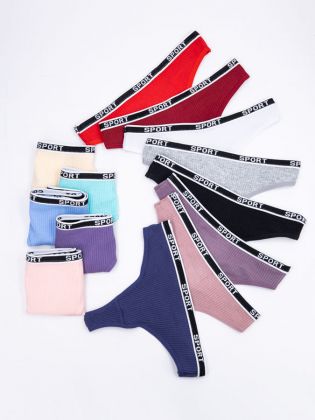 Стринги в рубчик с надписью "sport" - фото 2