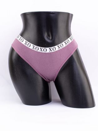Слипы в рубчик с эластичным поясом и надписью "XO" - фото 1