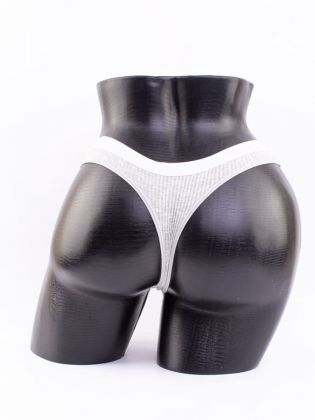 Стринги в рубчик с белым поясом - фото 3