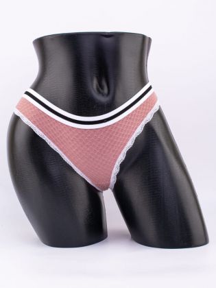 Слипы вафельные с эластичным поясом и кружевной окантовкой  - фото 1