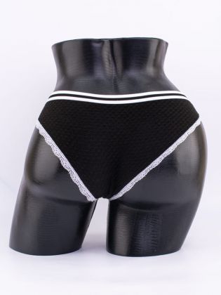 Слипы вафельные с эластичным поясом и кружевной окантовкой  - фото 3