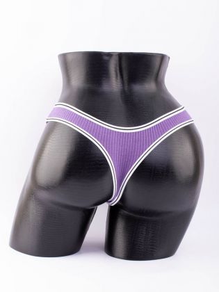 Стринги в рубчик с белым поясом и черной полоской  - фото 3