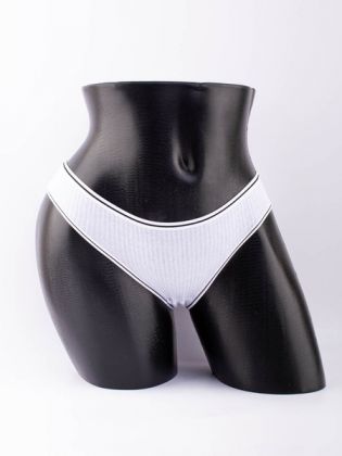 Слипы в рубчик с белым поясом и черной полоской  - фото 1